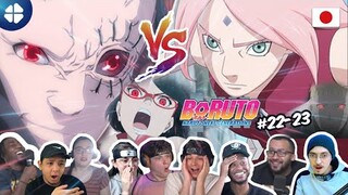 Sakura and sarada vs Shin🔥🇯🇵 Reaction Mashup | Boruto 22-23 ボルト -- 海外の反応