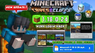 UPDATE! MCPE VERSI 1.18.0.24 BETA | WORK LOGIN XBOX + BACKUP WORLD & SEED PICKER!