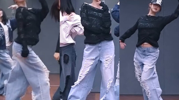 【张元英】黑色薄纱+破洞牛仔的完美结合《ATTITUDE》舞蹈练习室focus｜250209