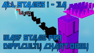 Was' Stage Per Difficulty Chart Obby [All Stages 1-34] (ROBLOX Obby)