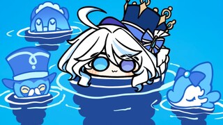 Fufu plays in the water