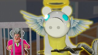 Roblox piggy Angel skin rescue Scary Teacher and vs Baldi horror games funny animation moments 19