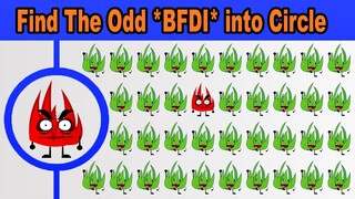 Find the odd BFDI into the circle.🩸📘📌🧀🔥🧊🥎🌸💎🍟🍞🌎📍🔊 Battle For Dream Island Quiz.