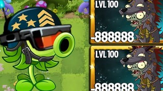 PvZ 2 挑战 - 所有植物等级100对战超速狼火僵尸 - 谁会获胜？