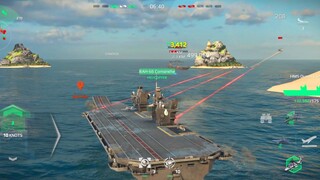 Modern Warships: HMS QUEEN ELIZABETH in farming Gold and Dollar gameplay.