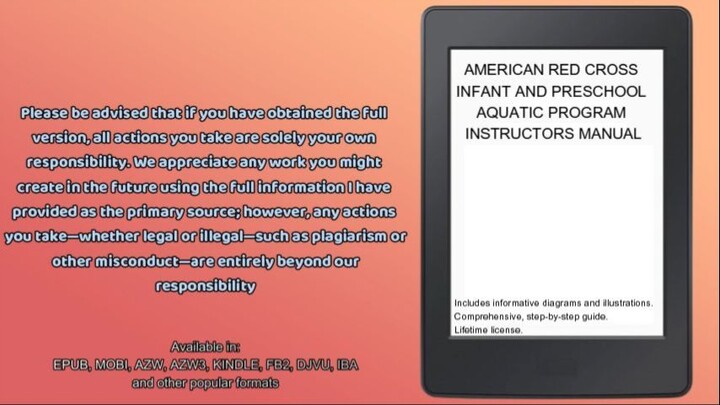 AMERICAN RED CROSS INFANT AND PRESCHOOL AQUATIC PROGRAM INSTRUCTORS MANUAL