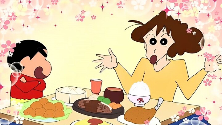 [Crayon Shin-chan] Shin-chan makes delicious rice balls with premium seaweed and canned crabs. It's 