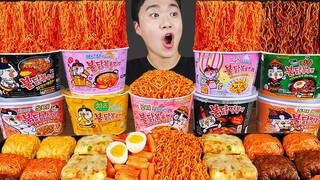 ASMR MUKBANG 편의점 핵불닭 미니!! 떡볶이 & 핫도그 & 치즈 피자 FIRE Noodle & HOT DOG & CHEESE PIZZA EATING SOUND!