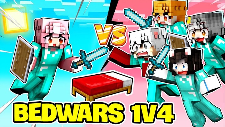 Mimi Minecraft Nhưng Là Bedwars 1vs4 Thử Thách Solo Cân Hết Hội Chị Em Hero Team