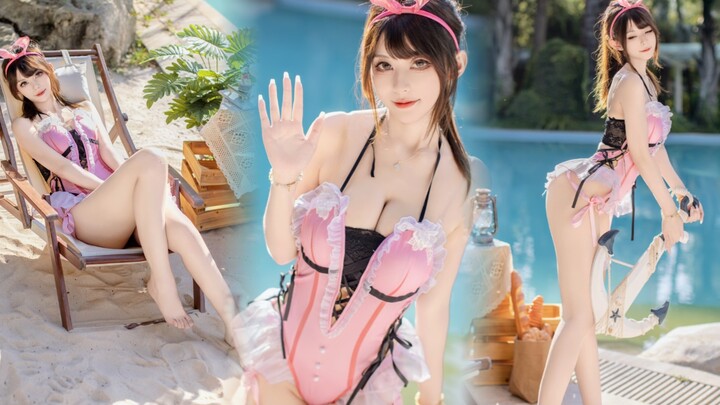 My hands are wonderful♥I am even more wonderful♥【Girlfriend-like swimsuit Shen Miao cos】Summer is ov