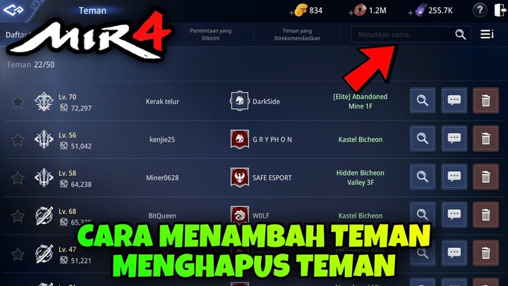 CARA MENAMBAH TEMAN (ADD FRIEND) DAN MENGHAPUS TEMAN !!! MIR4 Indonesia