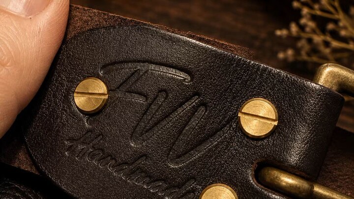 Genuine leather belt. Handmade.Width: 4 cm.
