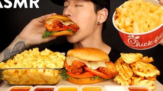 ASMR MAC N CHEESE, SPICY CHICKEN SANDWICH & FRIES MUKBANG (No Talking) EATING