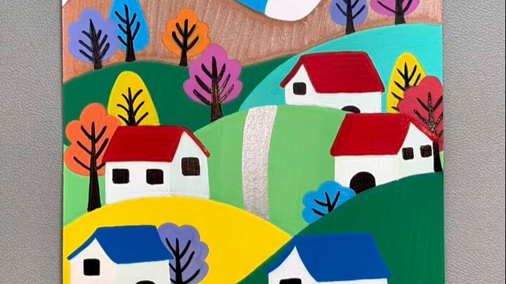 มาวาดภาพทิวทัศน์ฤดูใบไม้ร่วงด้วยกันเถอะ! #วาดภาพด้วยปากกาอะคริลิก #ศิลปะสร้างสรรค์สำหรับเด็ก #เรียนว