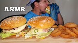 ASMR JALAPENO CHEESE BURGER & SPICY ONION RINGS MUKBANG (No Talking) COOKING & EATING SOUNDS