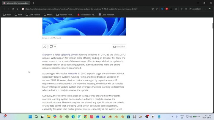 Microsoft forces updates to 25H2
