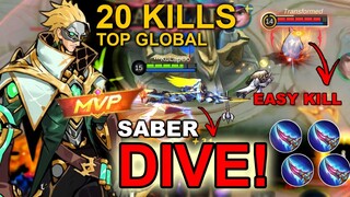 20 KILLS! BRUTAL SABER BUILD 2022 | TOP 1 GLOBAL SABER | MLBB