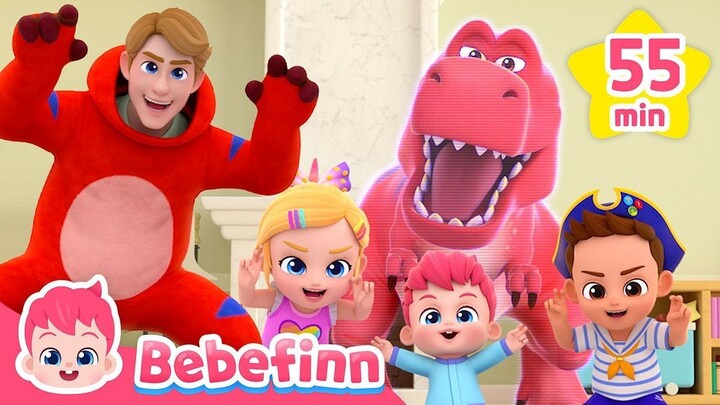 T-rex and Dinosaurs in The Eggs! Bebefinn Top Nursery Rhymes Compilation