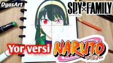 Yor siap main ninja ninjaan 😏 |Menggambar Yor Forger dengan 4 style anime berbeda #part3