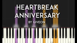 Heartbreak Anniversary by Giveon Synthesia piano tutorial with free sheet music