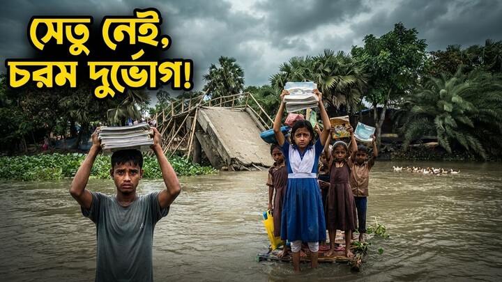 No Bridge, No Safety! Students Risk Lives Wading Through River for Education!