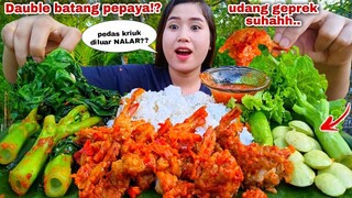UDANG SAMBEL GEPREK TUMIS BATANG DAUN PEPAYA LALAPAN MENTAH JENGKOL MUDA BATANG PEPAYA MENTAH