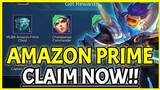 AMAZON PRIME BUNDLE!! CLAIM NOW FOR FREE!! | GET FREE SKINS & HEROES | Mobile Legends