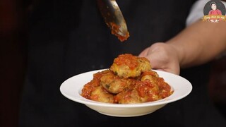 THỊT BĂM VIÊN XỐT CÀ CHUA, món ăn dễ làm lại tốn cơm vì nước xốt quá hấp dẫn _ C