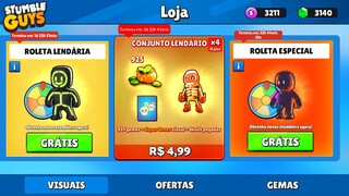 CHEGOU AGORA NOVAS OFERTAS NO STUMBLE GUYS 0.47.3 [NOVA SKIN LENDÁRIA VOLTOU] - PEGUE AGORA 😱