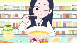 Convenience store Mukbang animation 🍜🍙