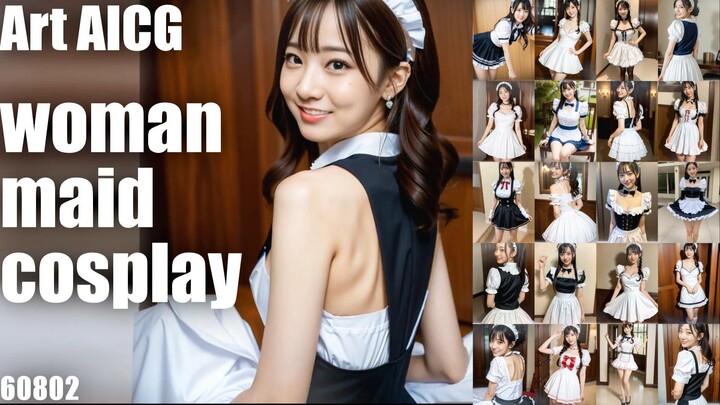 [AICG 视频] woman maid cosplay 60802 人工智能之美与人工智能艺术灵感