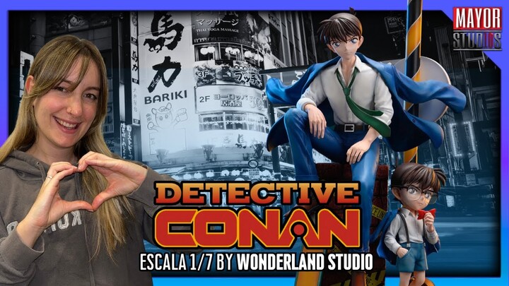 Detective Conan by Wonderland Studio Shinichi Kudou & Conan Edogawa escala 1/7! Unboxing en español
