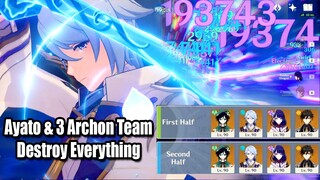 Ayato & 3 Archon Team Destroy Everything - 2.6 Floor 12 All Side Speed Run Showcase