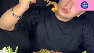 Mukbang tôm sốt thái siêu cay phần 7 #anngon