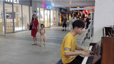[Music] Handsome guy playing "stay" on street with piano!