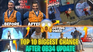 TOP 10 CHANGES IN FREE FIRE AFTER OB34 UPDATE | GARENA FREE FIRE OB34 UPDATE FULL DETAILS | FF MAX