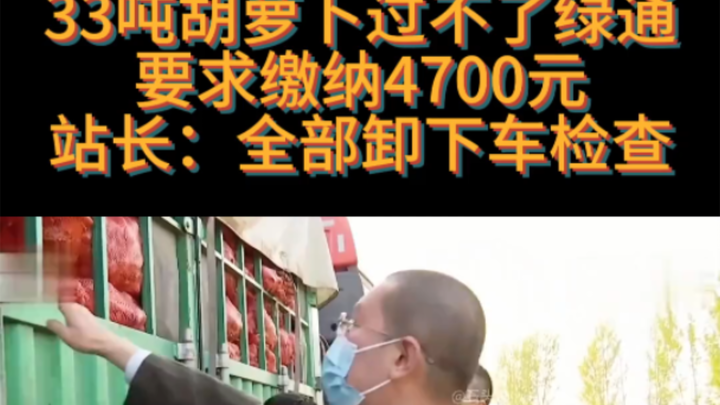 33 tấn cà rốt không đáp ứng yêu cầu của tuyến vận tải xanh, phải nộp 4.700 nhân dân tệ. Trạm trưởng: