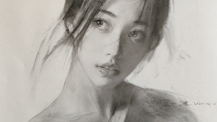 Sketching a Young Woman with Leftover Barbecue Charcoal