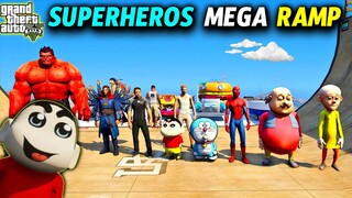 MEGA RAMP CHALLENGE WITH SHINCHAN DORAEMON MOTU PATLU🔥 FULL FUN🤣 #gta5telugu