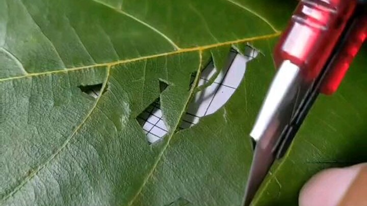 thi có người bảo tôi thử khắc một nhân vật anime lên lá cây