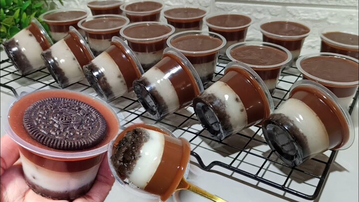 RESEP SIMPLE PUDING OREO‼️ dengan modal yang sangat ekonomis hasilnya enak,manis, lembut banget,