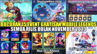 BOCORAN 15 EVENT GRATISAN MOBILE LEGENDS BULAN NOVEMBER 2023! DISKON SKIN EPIC 1 DIAMOND RILIS