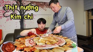 Vlog 449| Đợi cha về ĂN THỊT BA RỌI NƯỚNG VỚI KIM CHI, quá xá ngon