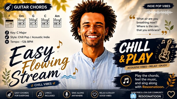 Easy Flowing Stream 🎸 | Chill Pop Acoustic Indie | Relaxing Guitar Chords & Lyrics