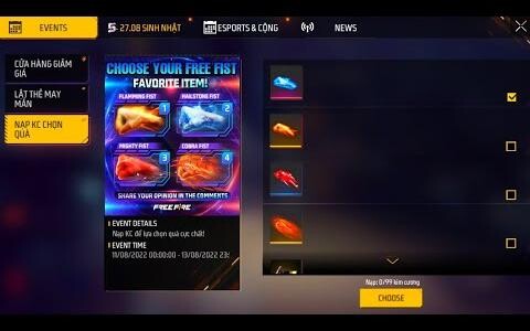 ฟรี Fist Cobra🔥😎กิจกรรมใหม่ 5 รางวัลล็อกอิน รางวัล🎁👊4 กำปั้น Freefire