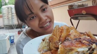 เย็นนี้เสนอเมนูย่างไก่บ้าน นุ่นแม่บ้าน ตั๊กแตน ชลดา