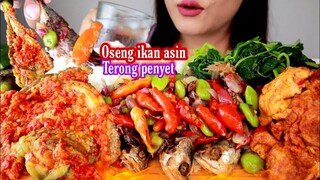 ASMR TUMIS IKAN ASIN TERONG PENYET TELUR DADAR | ASMR MUKBANG INDONESIA