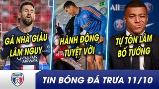 TIN BÓNG ĐÁ TRƯA 11/10: Vắng Messi, gã nhà giàu LÂM NGUY? CR7 nhận mưa lời khen vì hành động cao cả