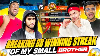 Breaking 88 Winning Streak Of My Small Brother Gone Wrong 😱 - Garena Free Fire Max