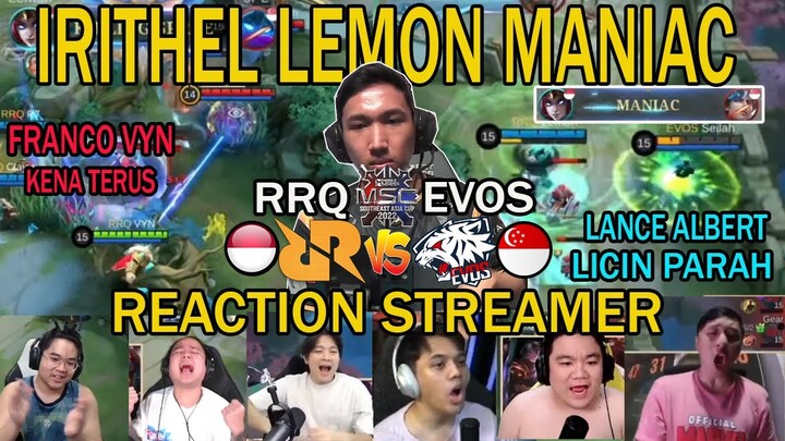 IRITHEL LEMON MANIAC !! REACTION STREAMER RRQ VS EVOS SG PLAYOFF MSC 2022